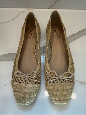 Sam Edelman May Woven Natural Raffia Ballet Flats Sz 9 EUC